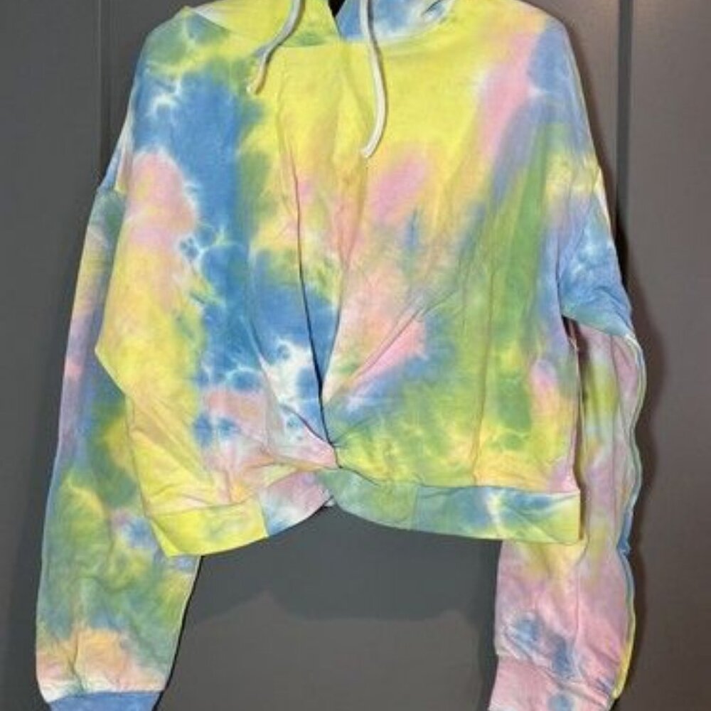 Abound pastel tie dye twist front cropped hoodie Size large.